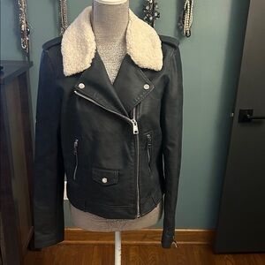 Black Shearling Collar Women's Jacket